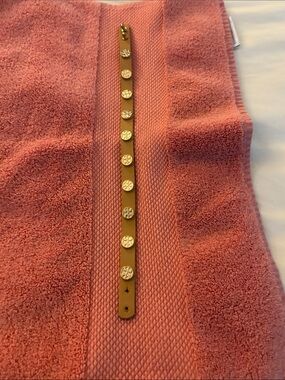 Fashion Jewelry Gold Button-Accent Tan Leather Bracelet Wrap